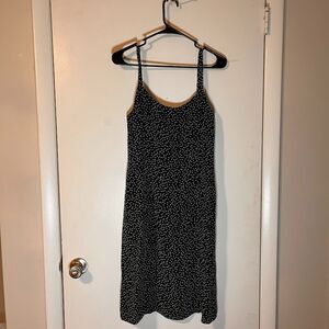 Adrianna Dressy Classic 100% Silk Black/White Polka Dot Slveless Sheath Dress  8